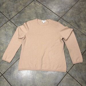 Charter Club 2-Ply Tan 100% Cashmere Sweater Pullover Womens Sz L Career Minimal